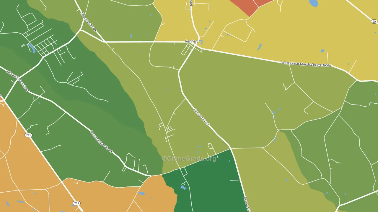 Rennert, NC Map of Drug-Related Crime Rates
