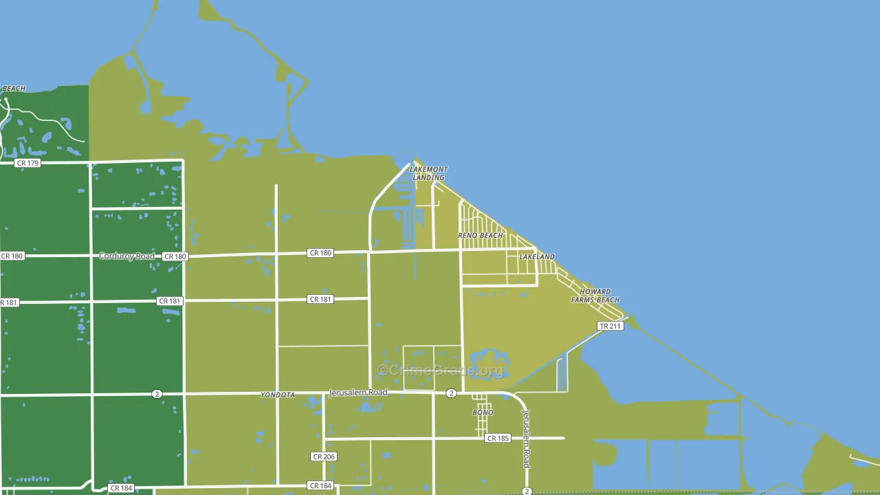 Reno Beach, OH Map of Drug-Related Crime Rates