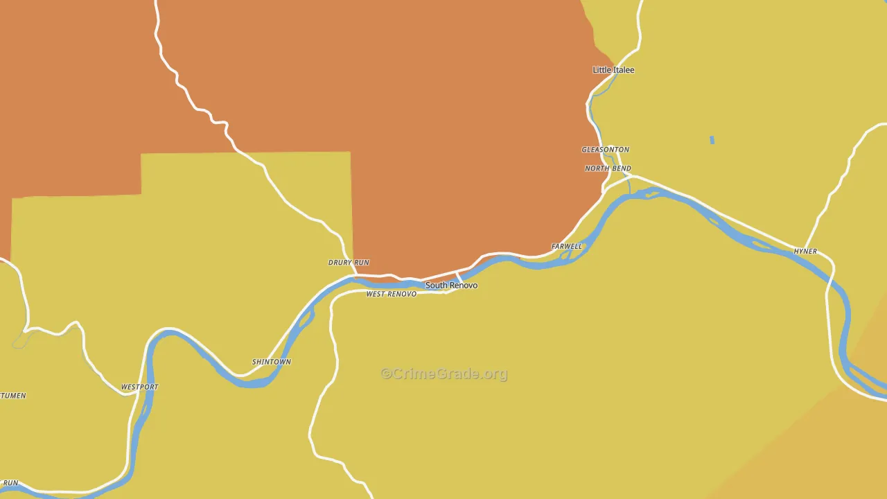 Renovo, PA Map of Drug-Related Crime Rates
