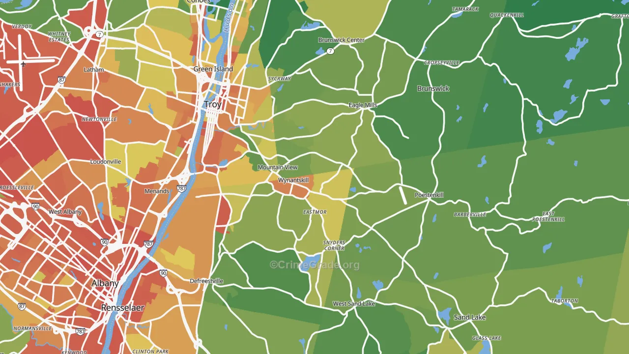 Rensselaer County, NY Map of Drug-Related Crime Rates