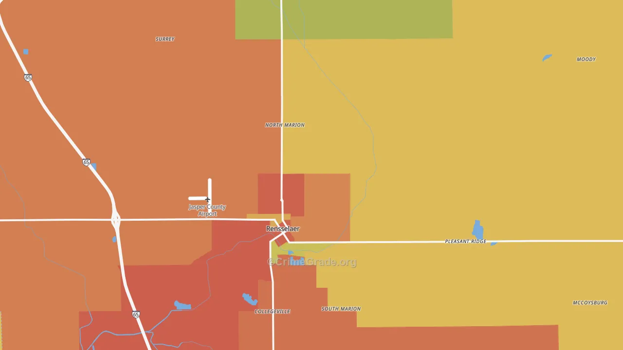 Rensselaer, IN Map of Drug-Related Crime Rates