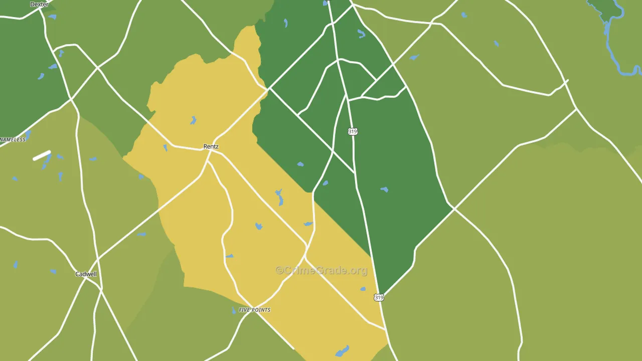 Rentz, GA Map of Drug-Related Crime Rates