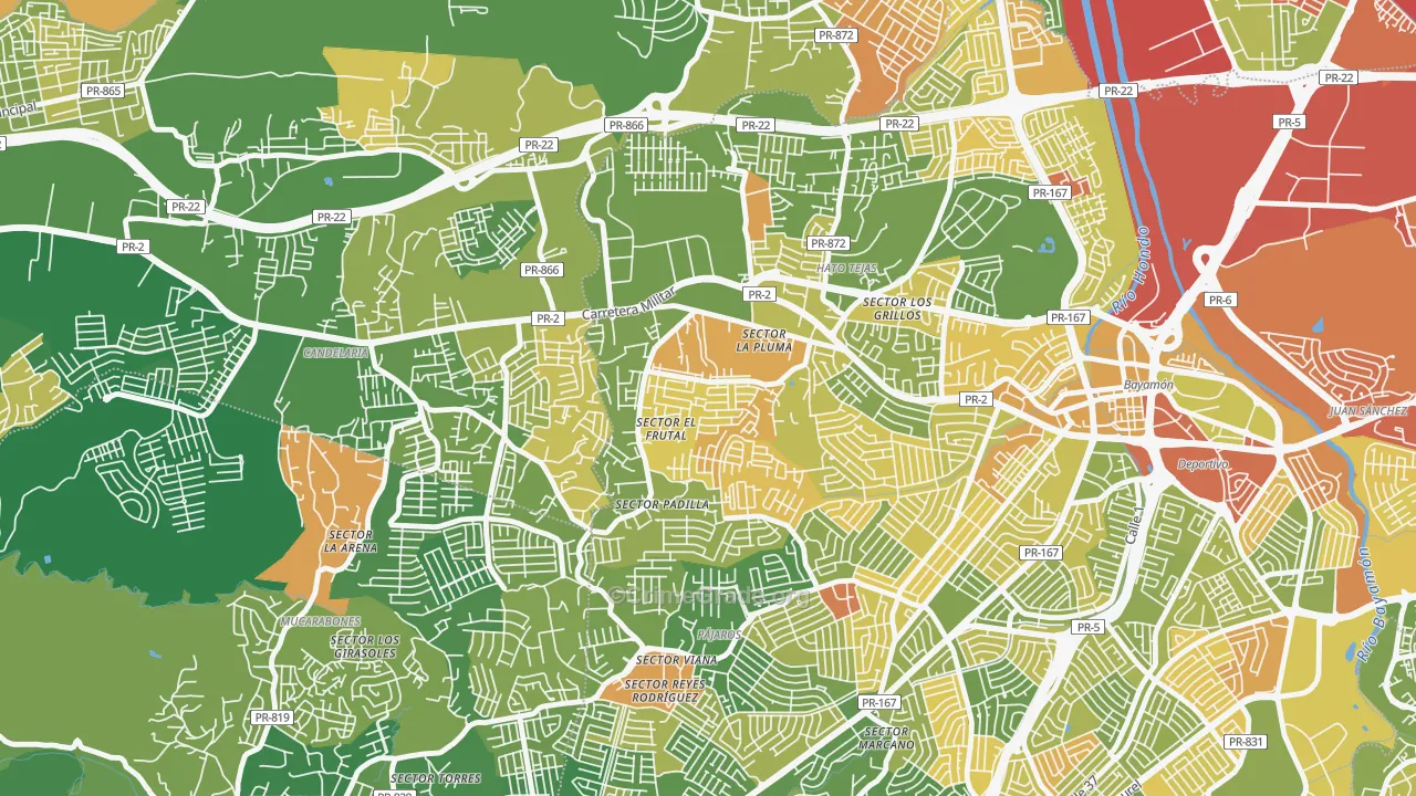 Reparto Valencia, Bayamon, PR Map of Drug-Related Crime Rates