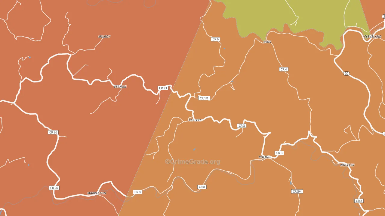 Replete, WV Map of Drug-Related Crime Rates