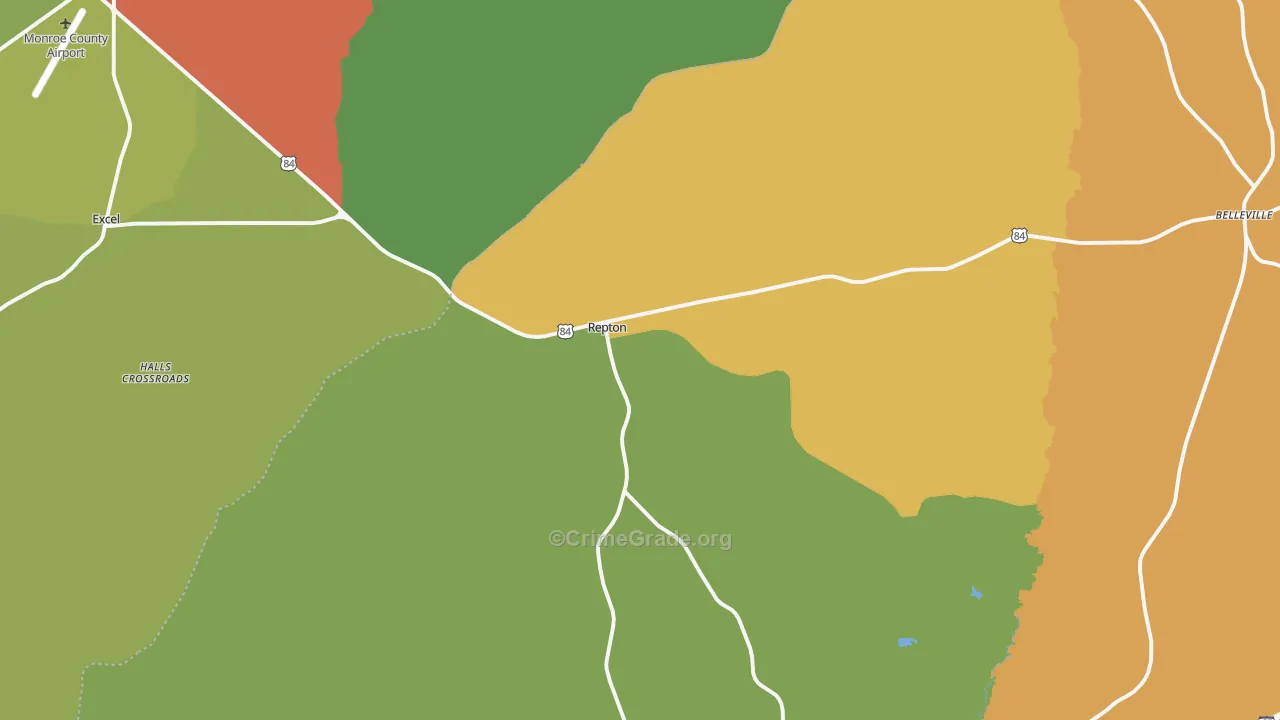 Repton, AL Map of Drug-Related Crime Rates