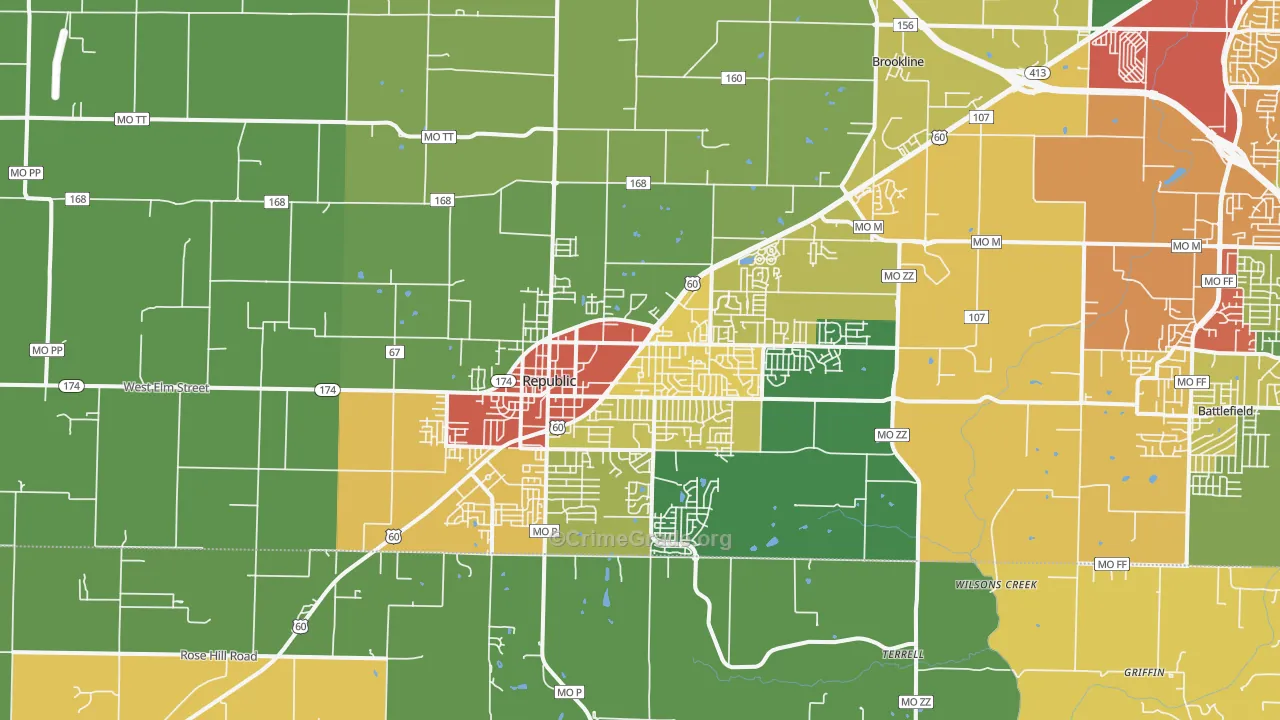 Republic, MO Map of Drug-Related Crime Rates