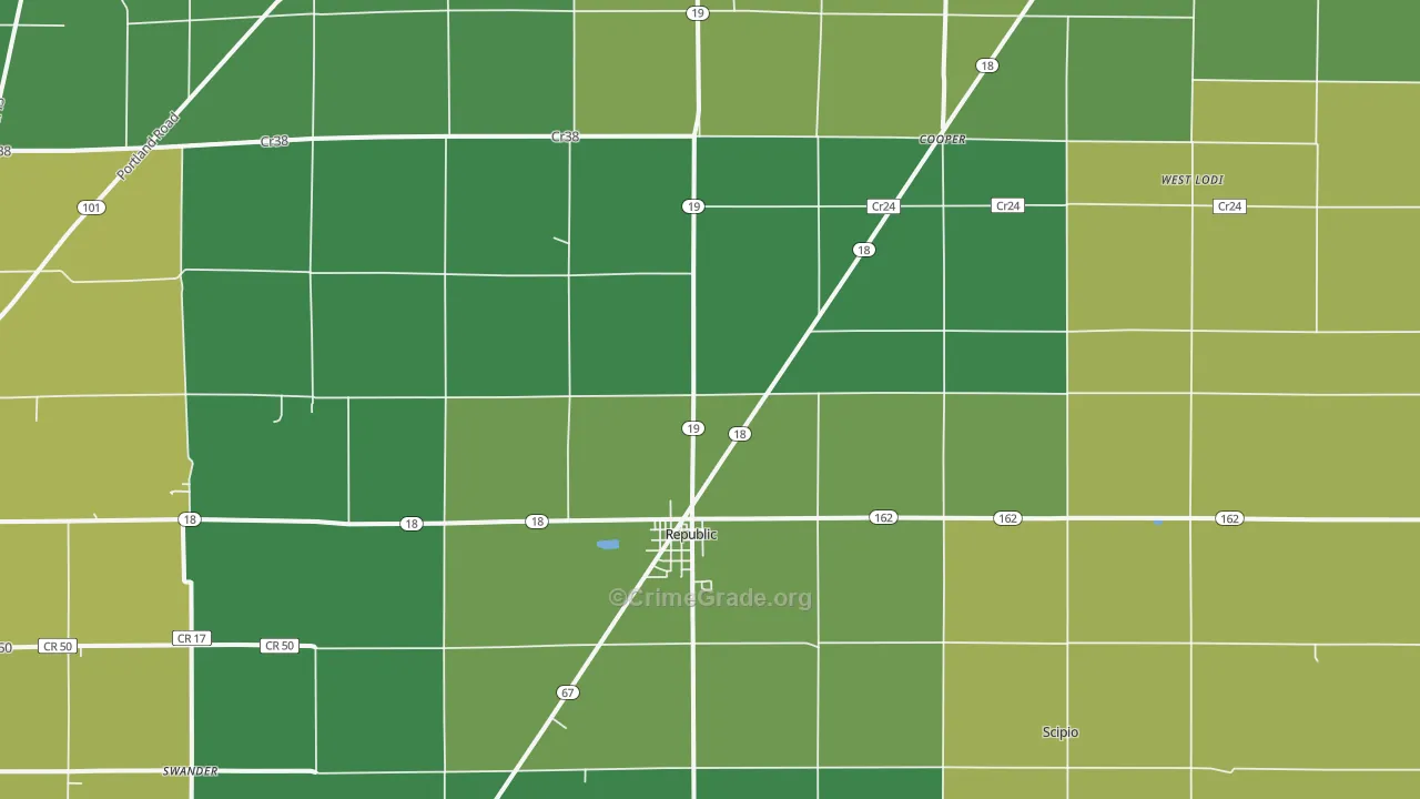 Republic, OH Map of Drug-Related Crime Rates