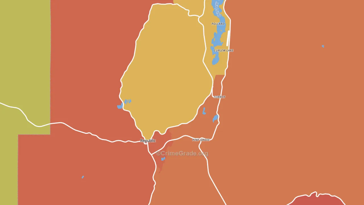 Republic, WA Map of Drug-Related Crime Rates