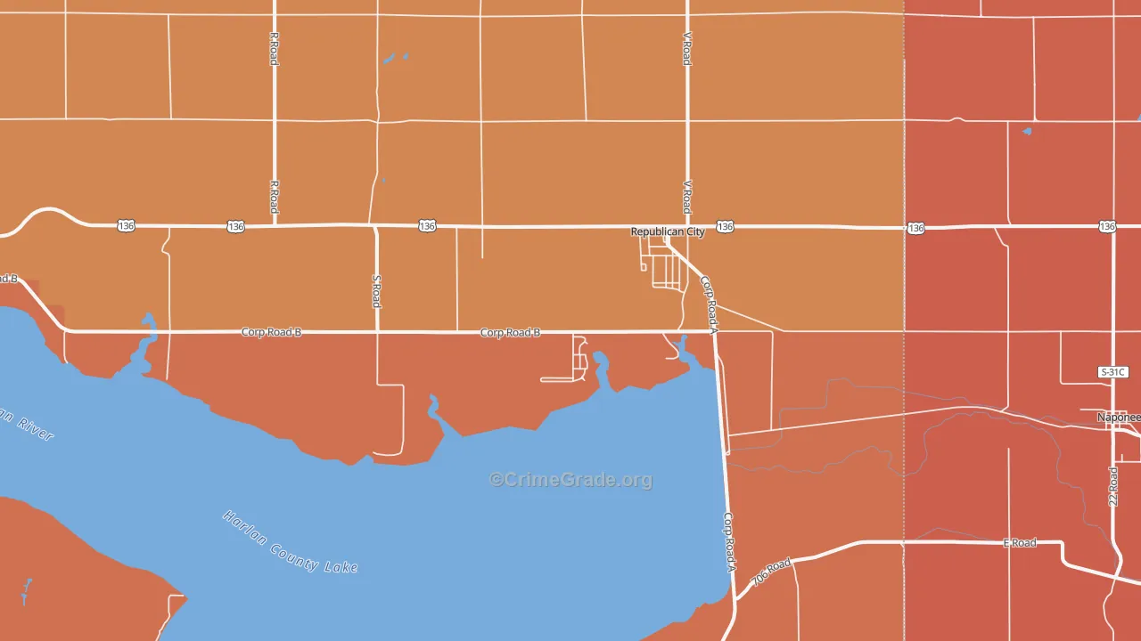 Republican City, NE Map of Drug-Related Crime Rates