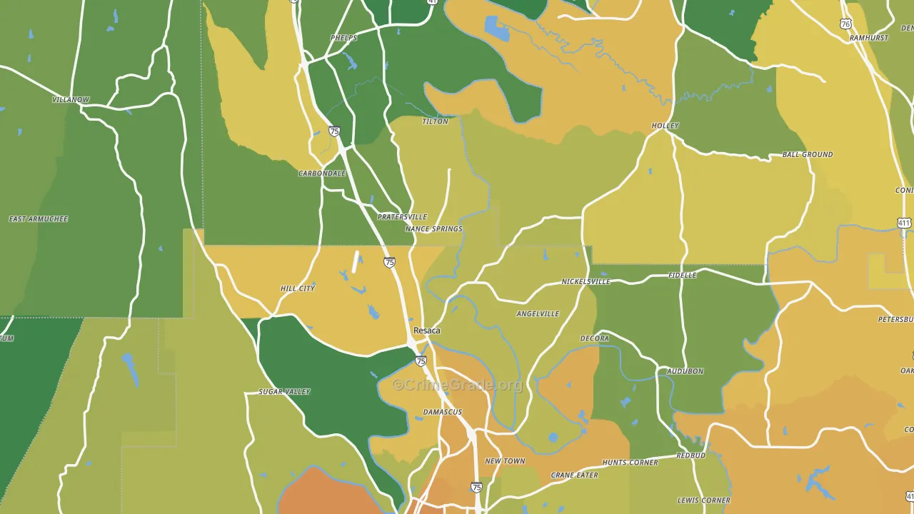 Resaca, GA Map of Drug-Related Crime Rates