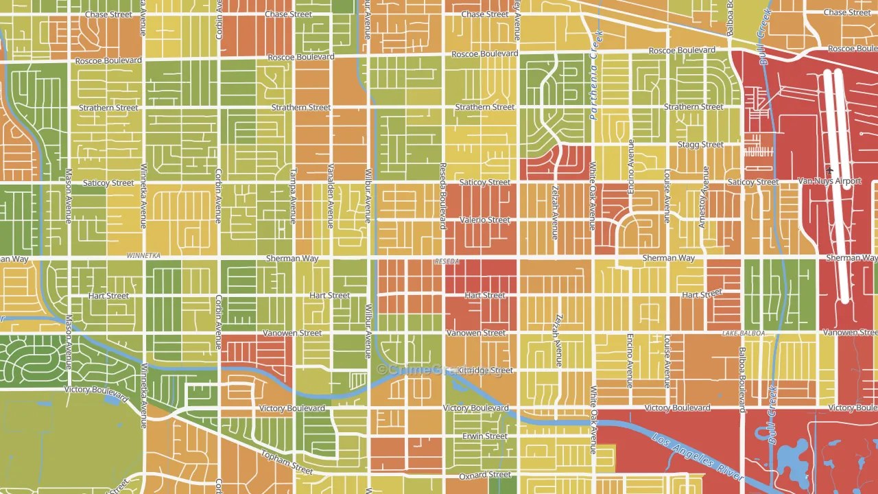Reseda, CA Map of Drug-Related Crime Rates