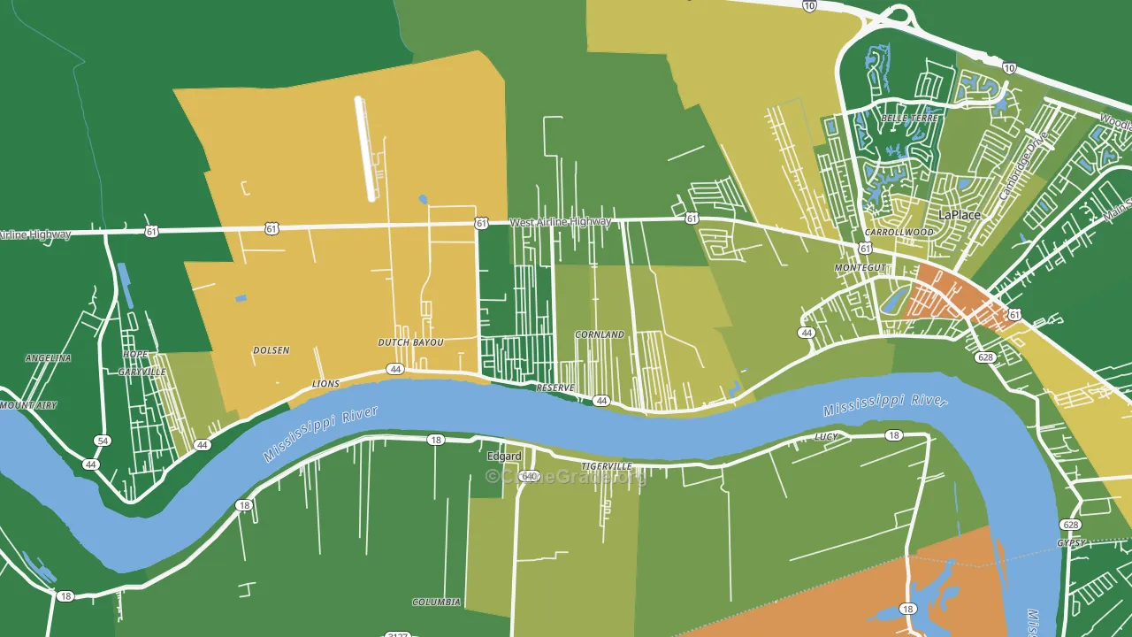 Reserve, LA Map of Drug-Related Crime Rates