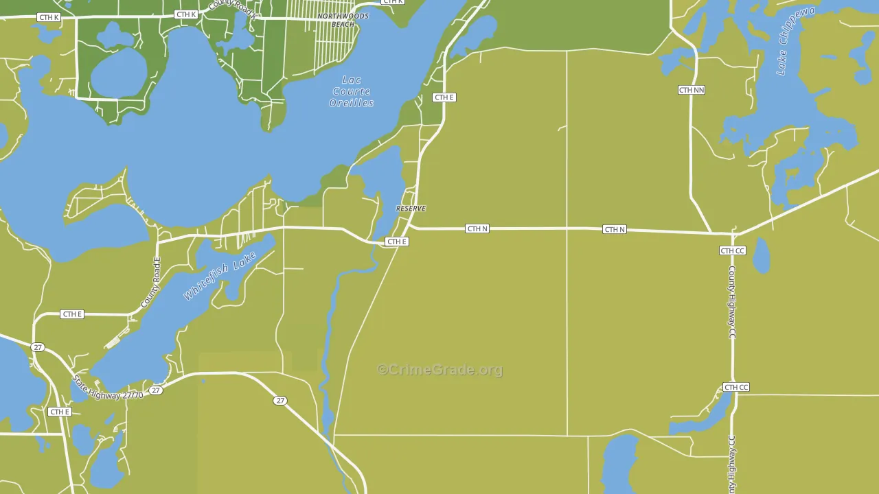 Reserve, WI Map of Drug-Related Crime Rates