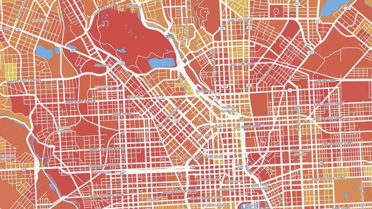 Reservoir Hill-Bolton Hill, Baltimore, MD Map of Drug-Related Crime Rates