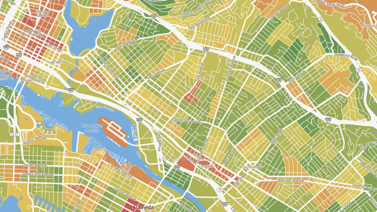 Reservoir Hills, Oakland, CA Map of Drug-Related Crime Rates