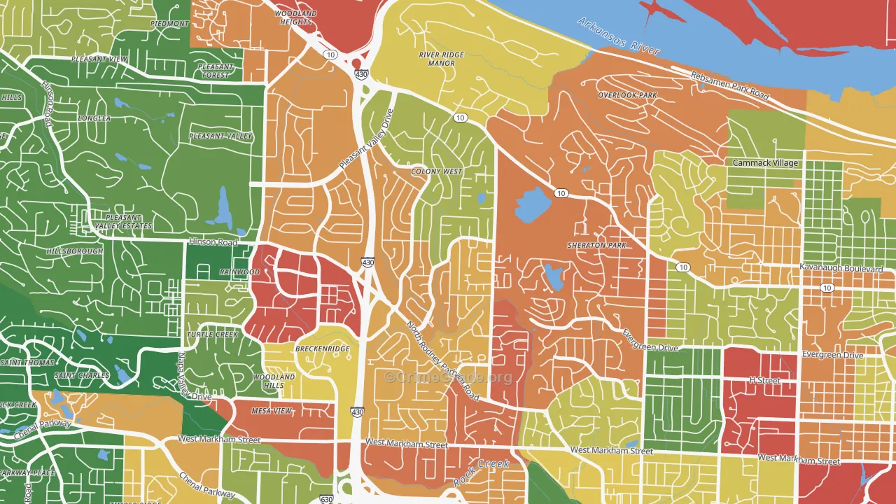 Reservoir, Little Rock, AR Map of Drug-Related Crime Rates