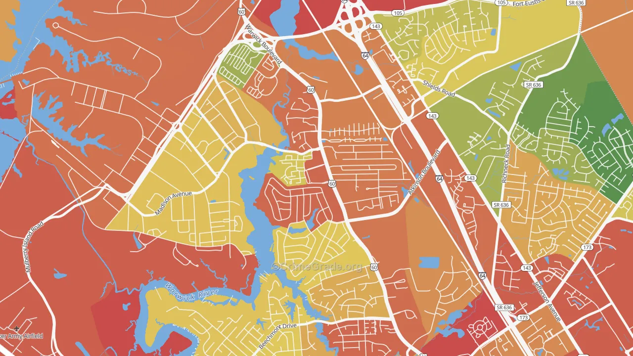 Reservoir, Newport News, VA Map of Drug-Related Crime Rates