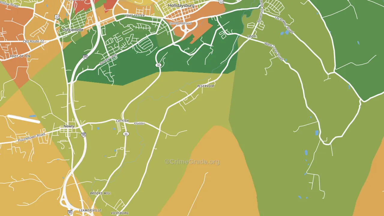 Reservoir, PA Map of Drug-Related Crime Rates