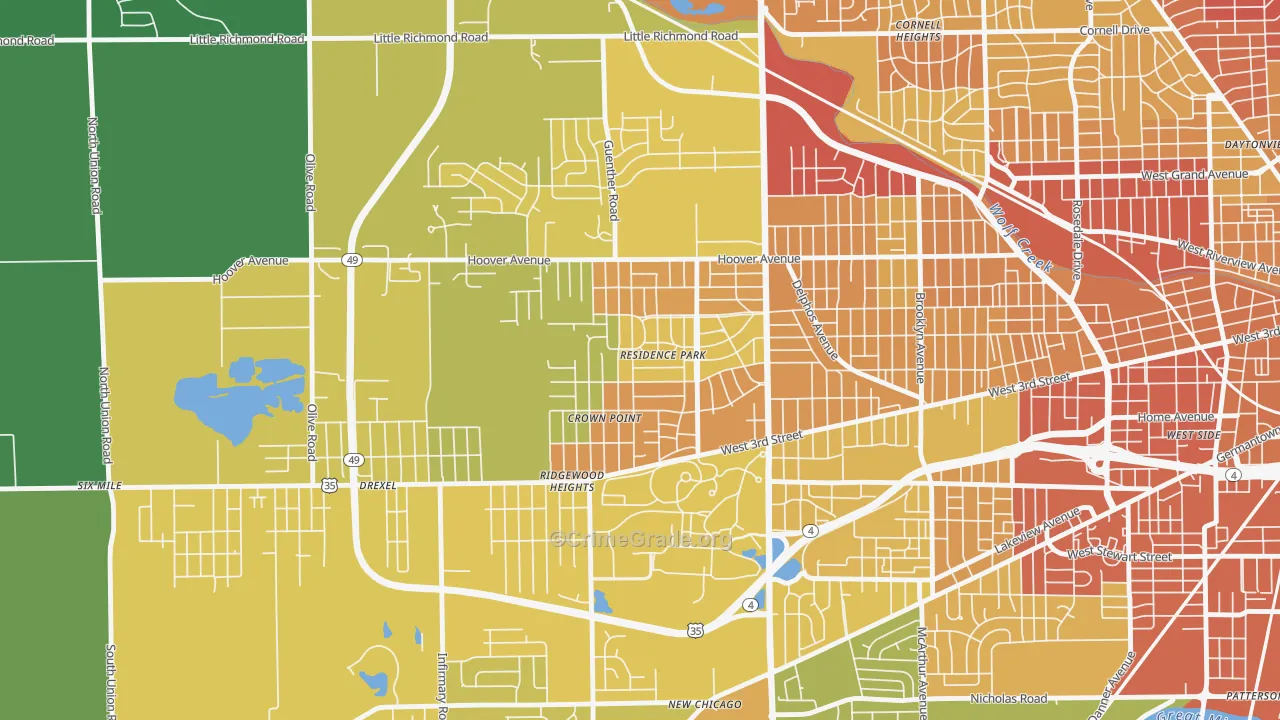 Residence Park, Dayton, OH Map of Drug-Related Crime Rates