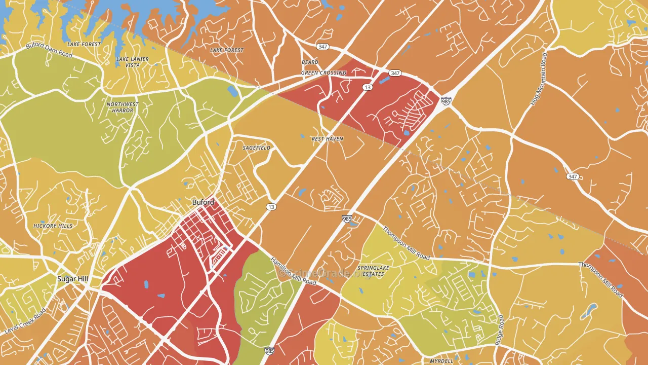 Rest Haven, GA Map of Drug-Related Crime Rates