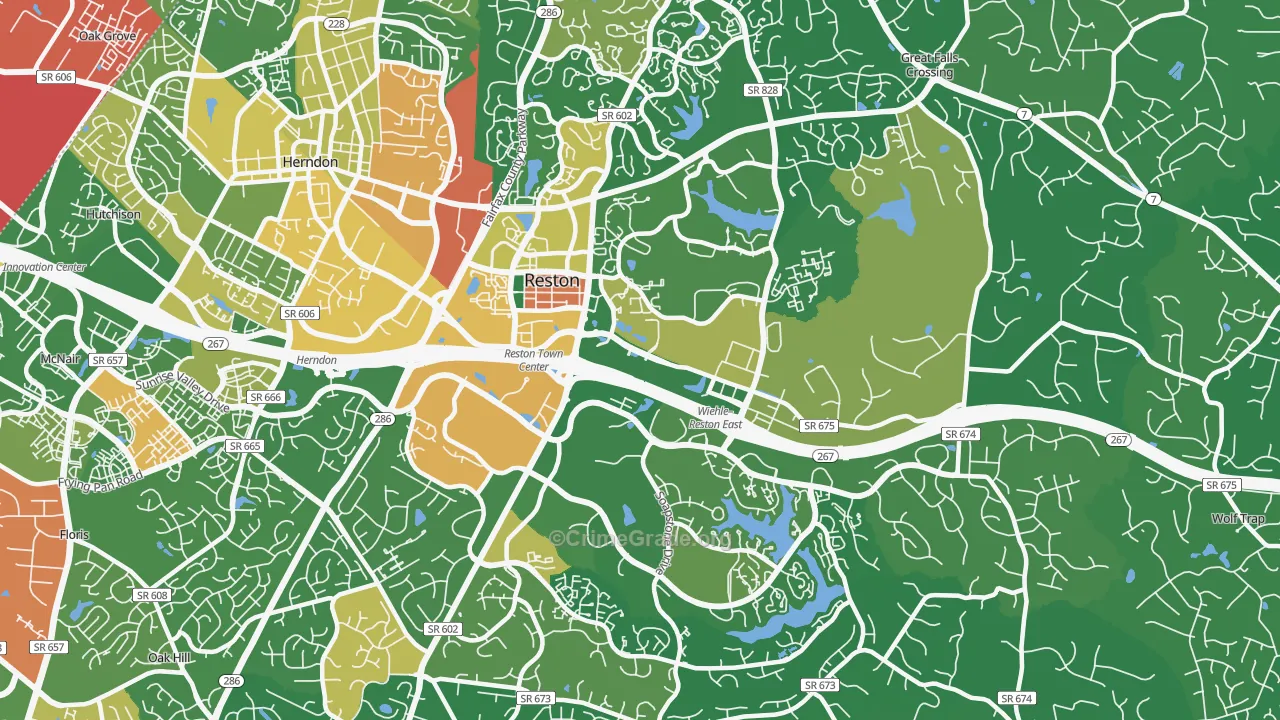 Reston, VA Map of Drug-Related Crime Rates