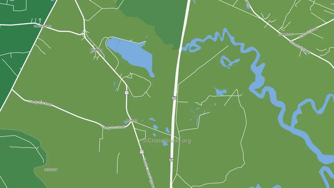 Retreat, GA Map of Drug-Related Crime Rates