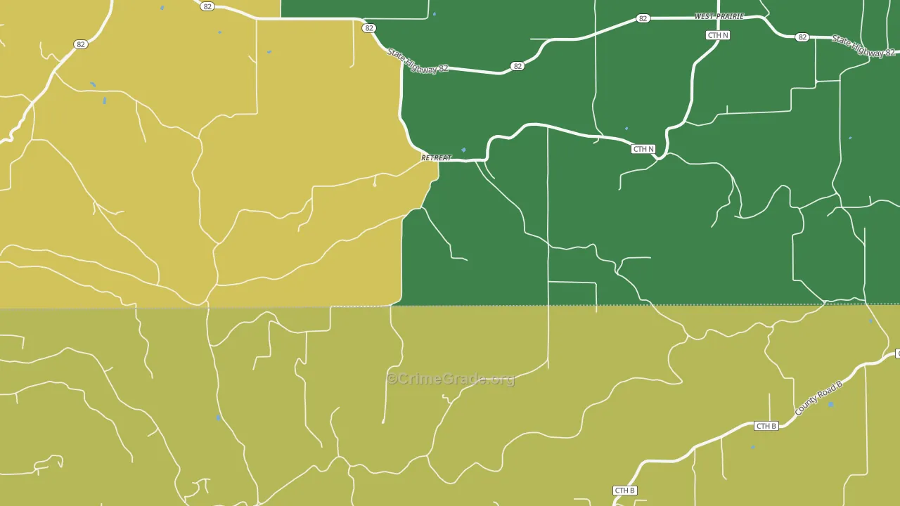 Retreat, WI Map of Drug-Related Crime Rates