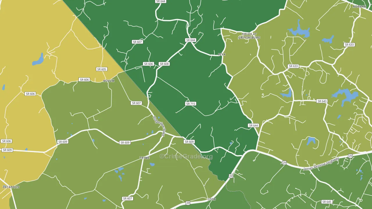 Reva, VA Map of Drug-Related Crime Rates