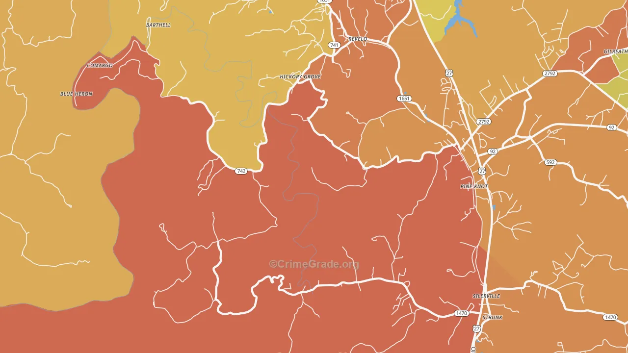 Revelo, KY Map of Drug-Related Crime Rates