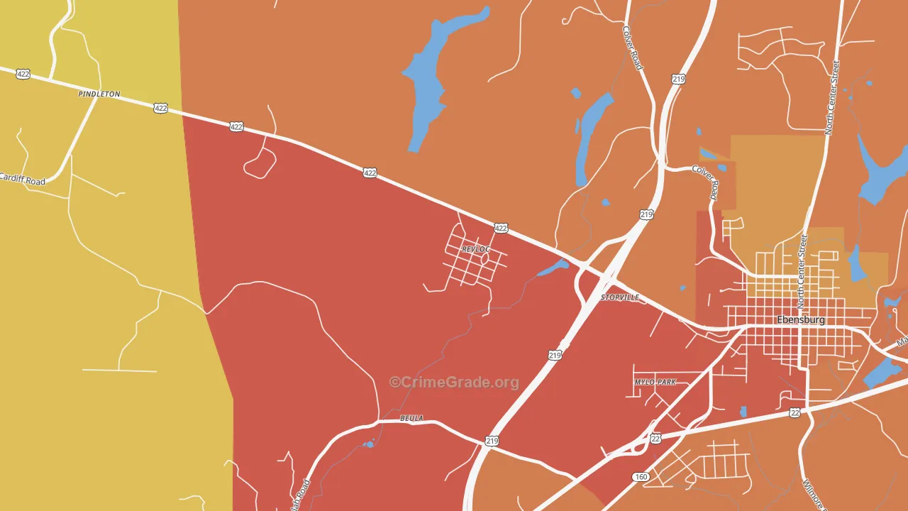 Revloc, PA Map of Drug-Related Crime Rates