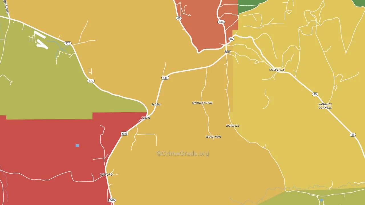 Rew, PA Map of Drug-Related Crime Rates