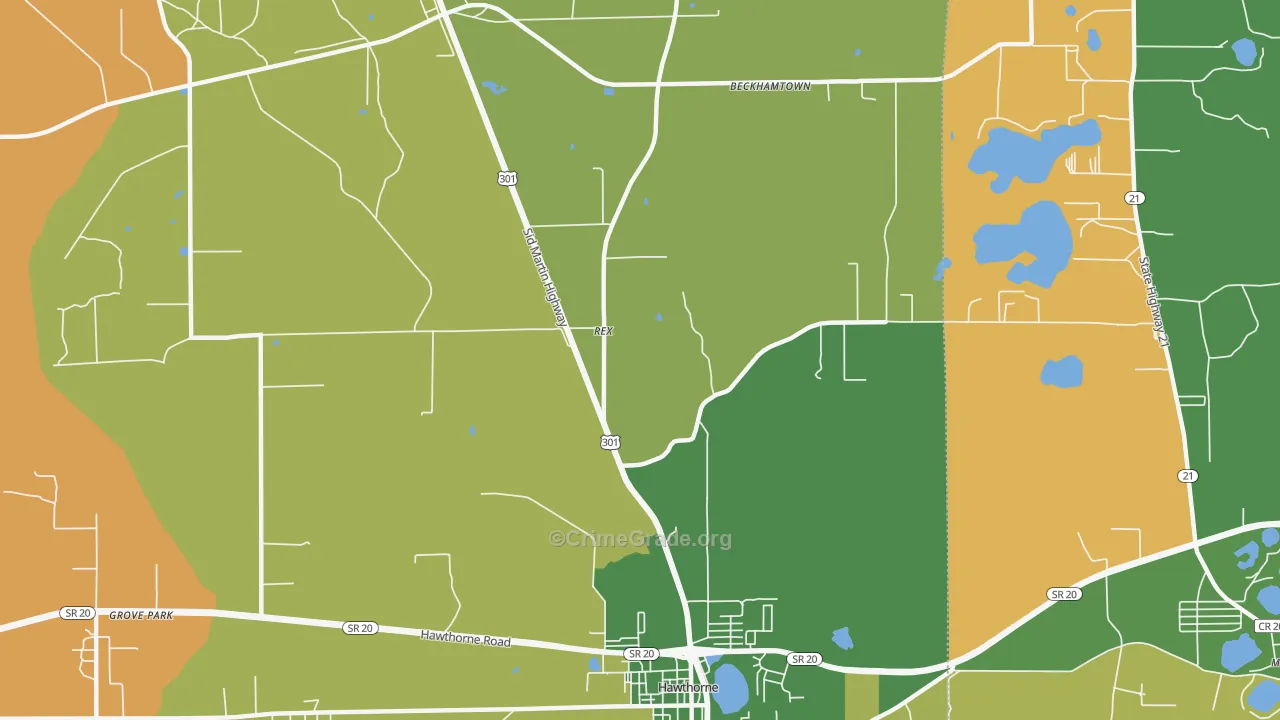 Rex, FL Map of Drug-Related Crime Rates