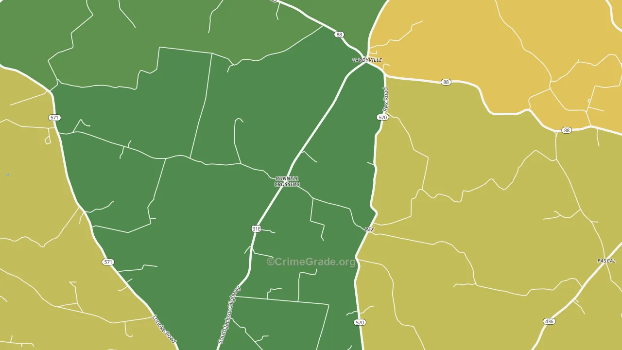 Rex, KY Map of Drug-Related Crime Rates