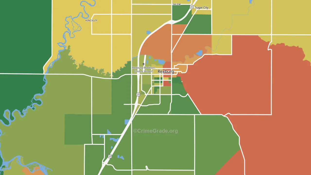 Rexburg, ID Map of Drug-Related Crime Rates