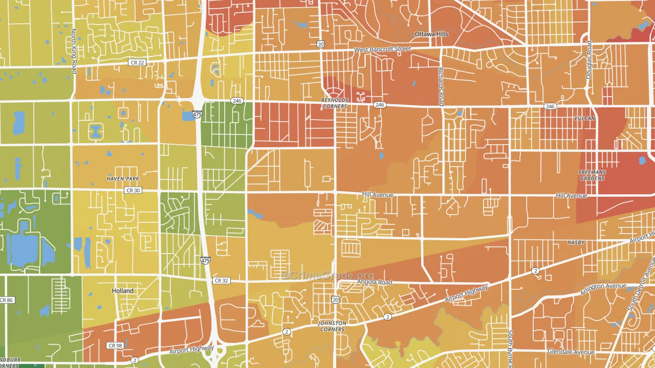 Reynolds Corners, Toledo, OH Map of Drug-Related Crime Rates