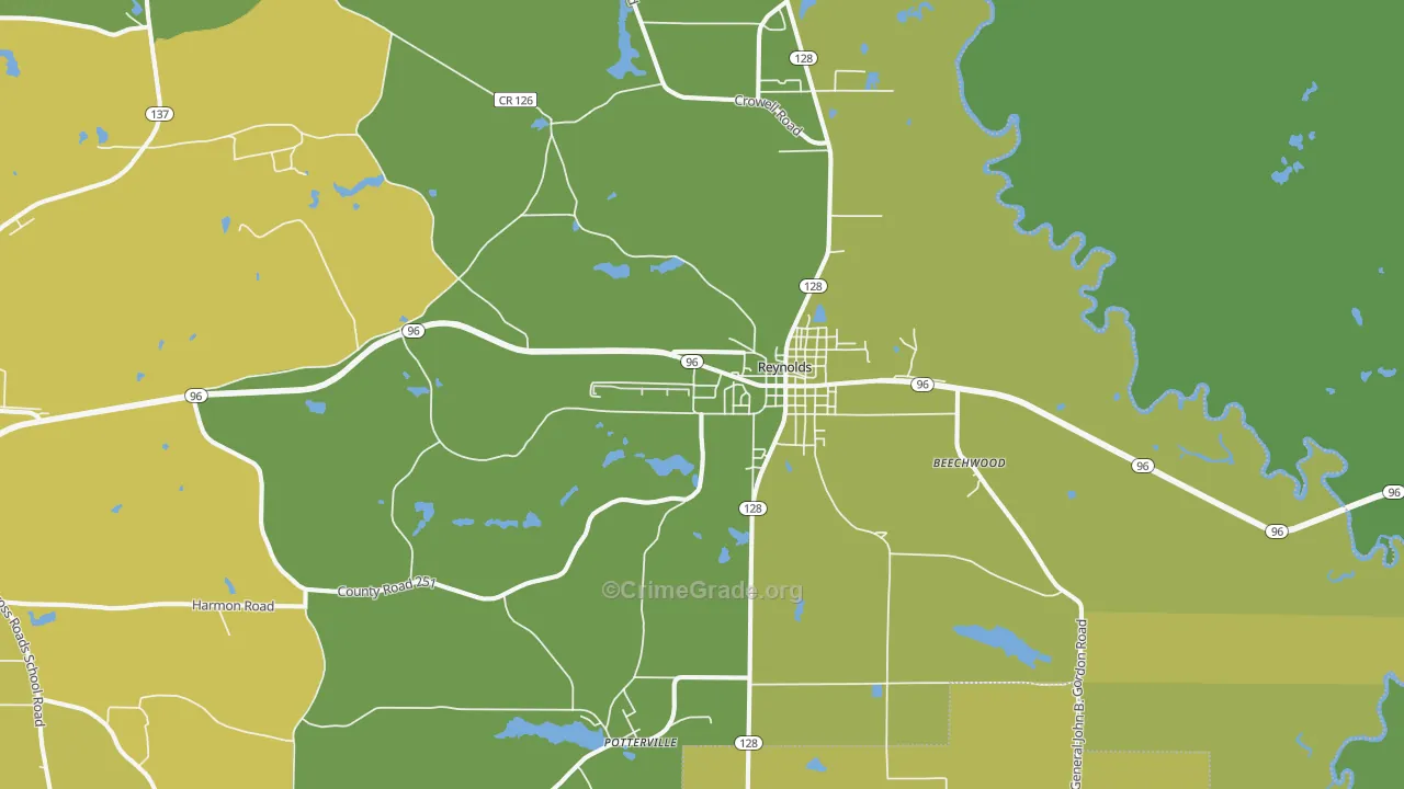 Reynolds, GA Map of Drug-Related Crime Rates