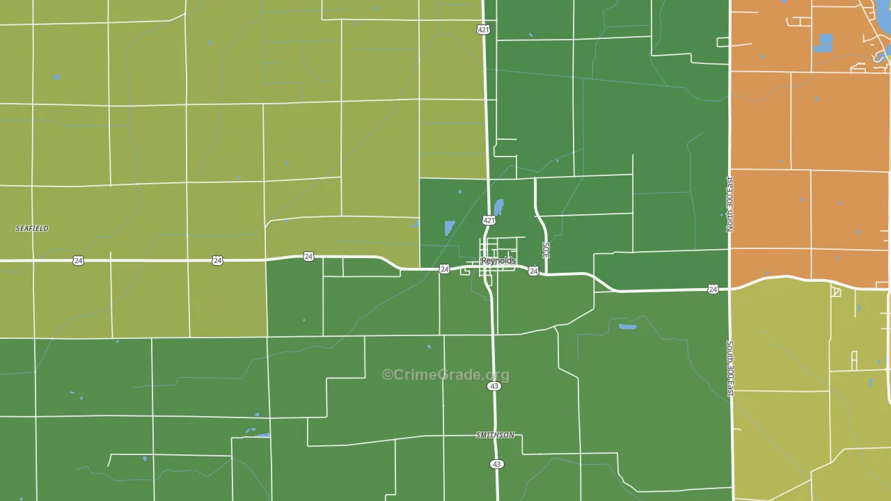 Reynolds, IN Map of Drug-Related Crime Rates