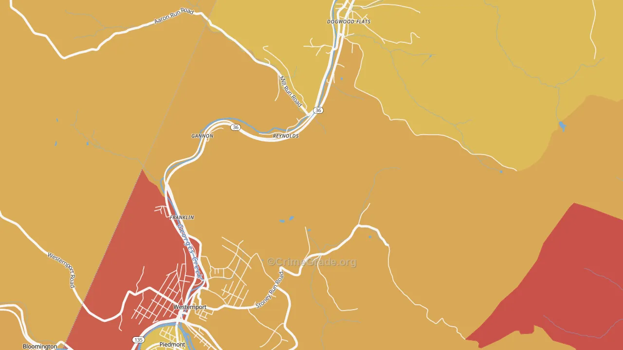 Reynolds, MD Map of Drug-Related Crime Rates