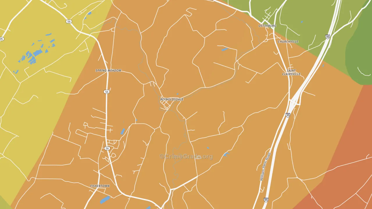 Reynoldsdale, PA Map of Drug-Related Crime Rates