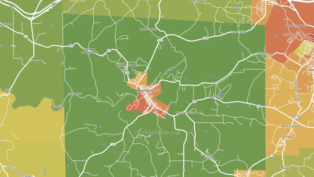 Reynoldsville, PA Map of Drug-Related Crime Rates