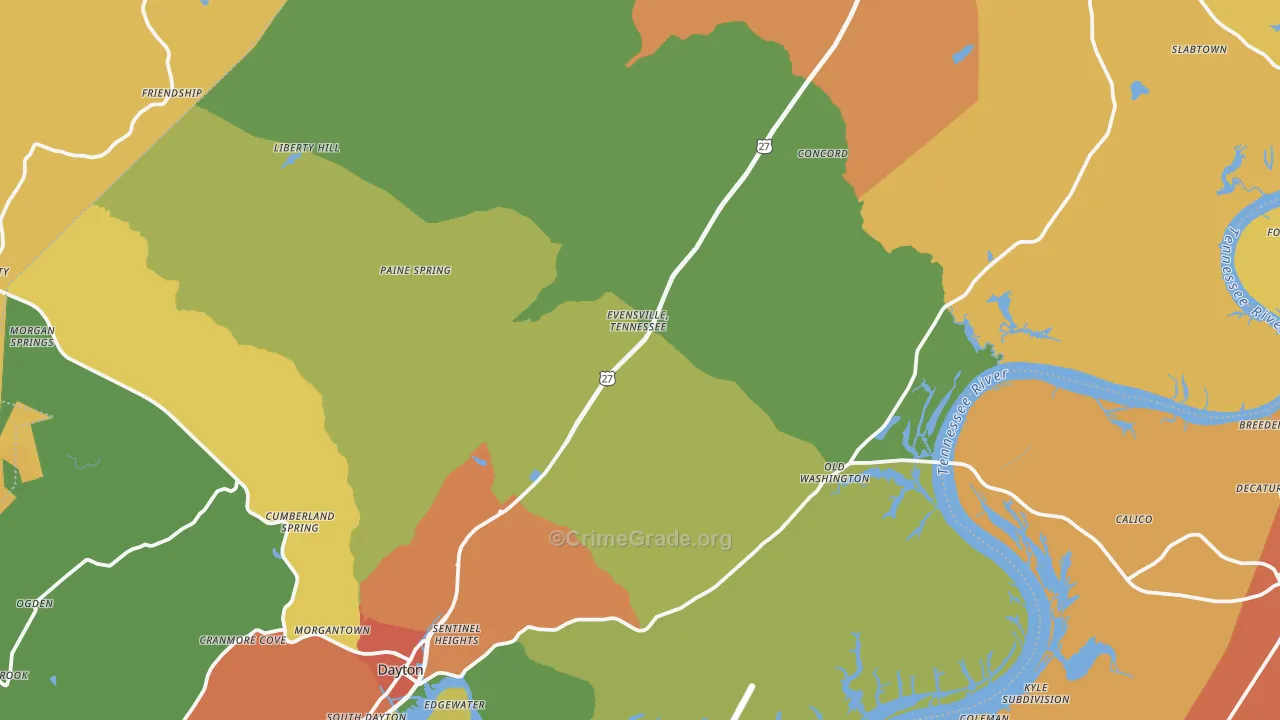 Rhea County, TN Map of Drug-Related Crime Rates