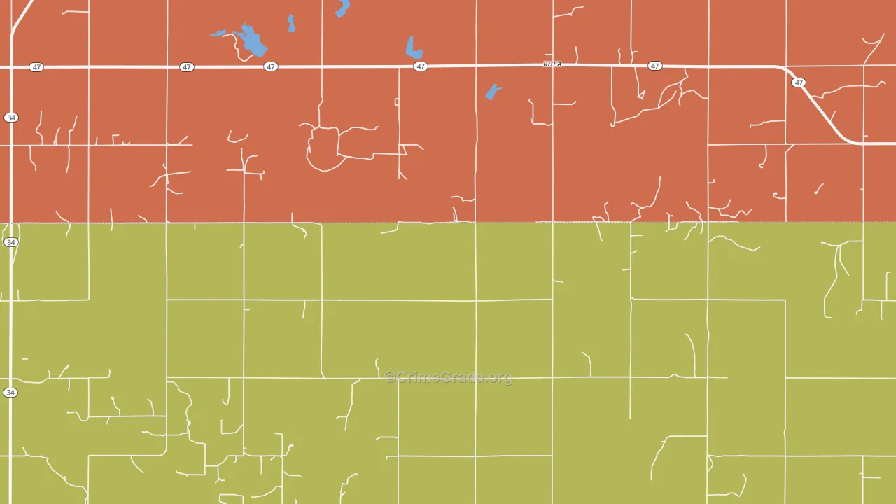 Rhea, OK Map of Drug-Related Crime Rates