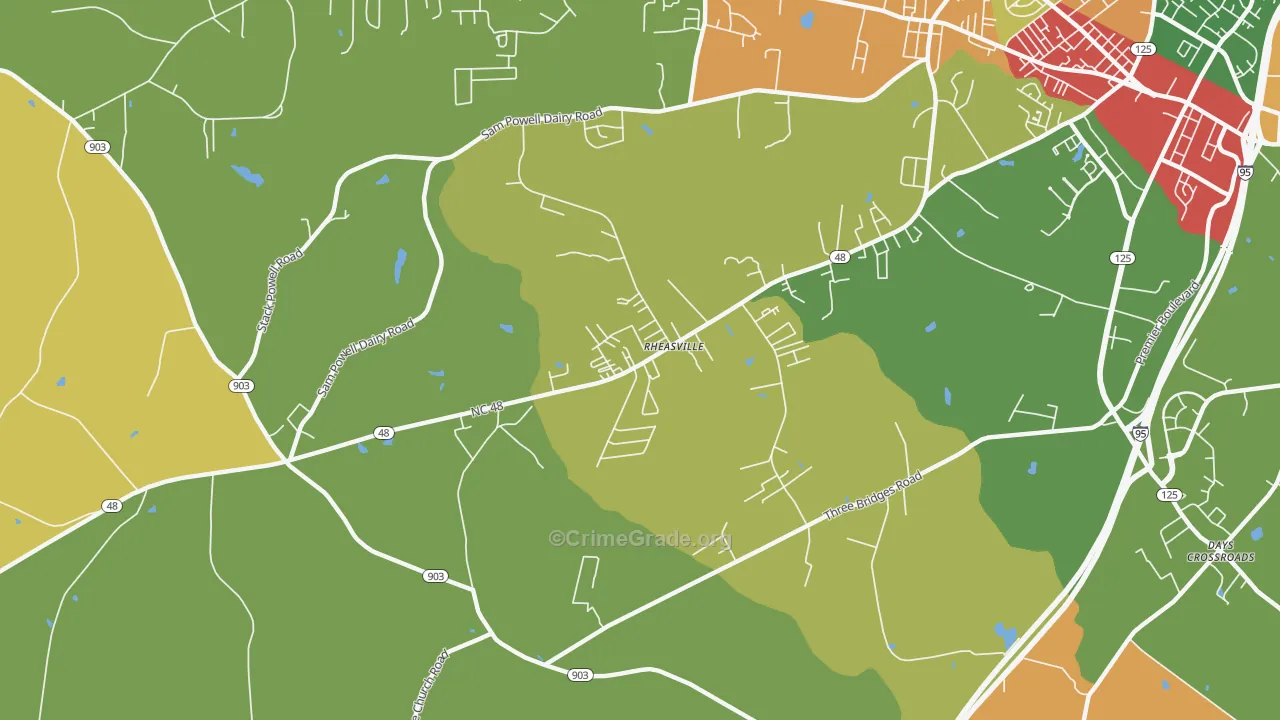 Rheasville, NC Map of Drug-Related Crime Rates