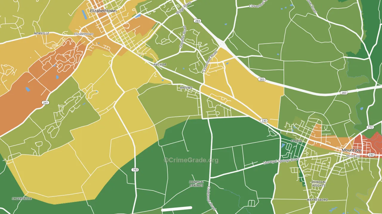 Rheems, PA Map of Drug-Related Crime Rates