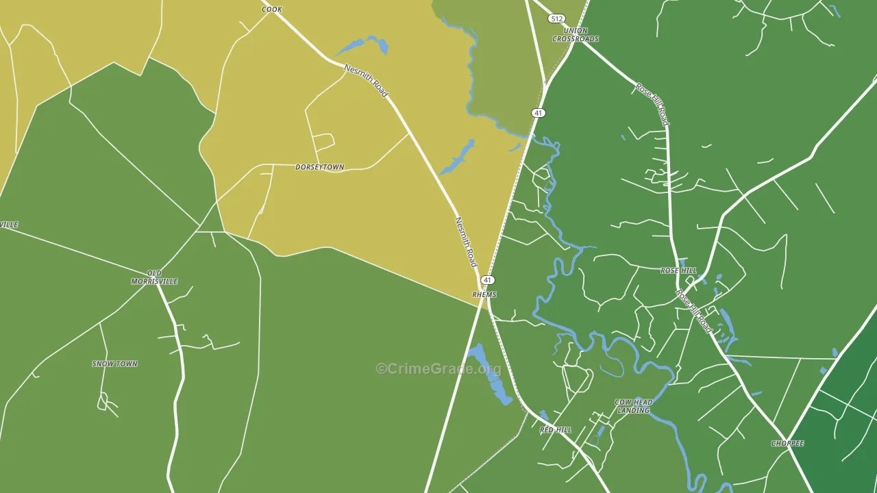 Rhems, SC Map of Drug-Related Crime Rates
