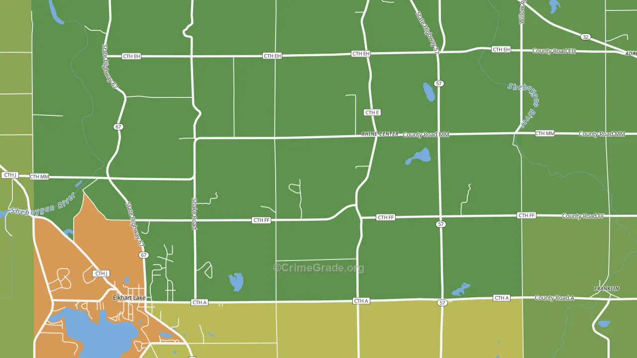 Rhine, WI Map of Drug-Related Crime Rates