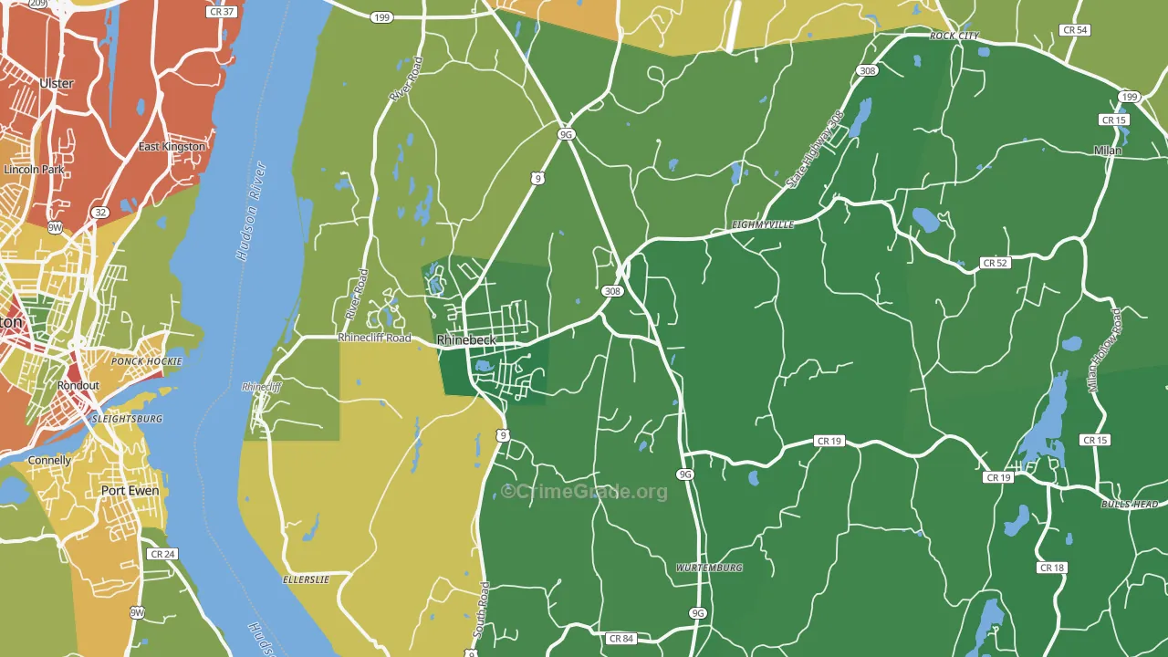 Rhinebeck, NY Map of Drug-Related Crime Rates