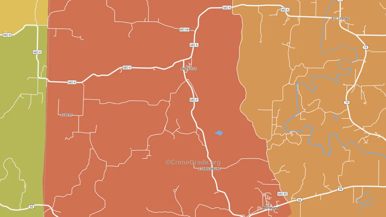 Rhineland, MO Map of Drug-Related Crime Rates
