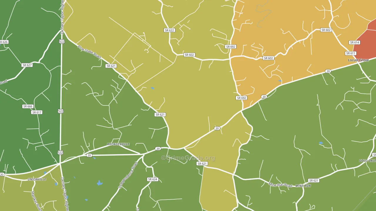 Rhoadesville, VA Map of Drug-Related Crime Rates