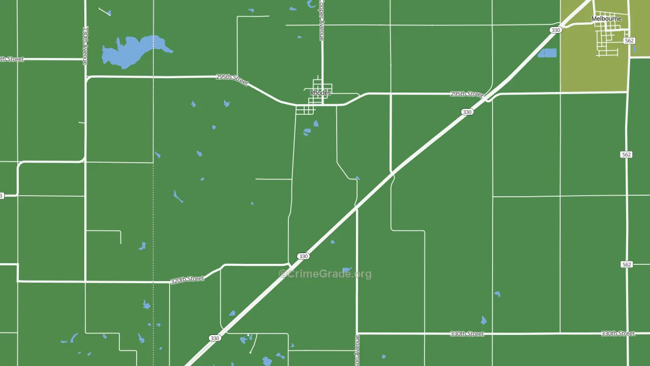 Rhodes, IA Map of Drug-Related Crime Rates